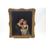 English school, 19th century, portrait of Mary Jervis and baby, oil on canvas,