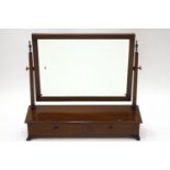 An Edwardian mahogany and inlaid rectangular swing frame mirror, the box base with two drawers,