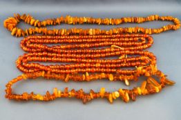 A collection of amber beads.