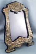 A Britannia silver photograph frame, embossed with flowers in Art Nouveau style, London 1990,