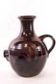 A Studio pottery vessel by John Leech, with treacle and lustre glaze, impressed JL monogram, 30.