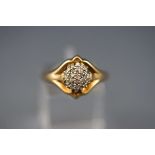 A 9ct gold and diamond cluster ring, the 34 eight-cut,