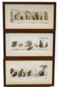 Boris O'Kleen, Dirty Dogs of Paris, set of three hand coloured aquatints,