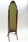 A 20th century rectangular cheval mirror,