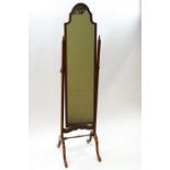 A 20th century rectangular cheval mirror,