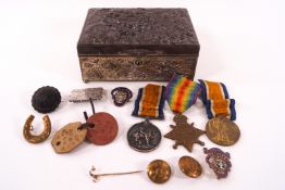 A group of three WWI medals, George V, 1914-15 Star, Victory, named to 202330 GNR J HILL R.A.