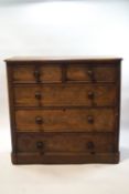 A Victorian Gillows mahogany chest of two short over three long drawers,