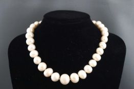 A single strand of graduated freshwater cultured pearls, potato shape, measuring from 13.0mm to 17.