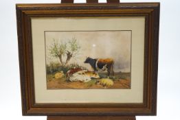 Frederick E Valter, Cattle and Sheep, watercolour, signed and dated 1892 lower left, 32.5cm x 46.