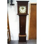 A 19th century thirty hour oak longcase clock, the painted 12" dial with date aperture,