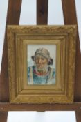 W Pratt, Fisherman smoking a pipe, watercolour, signed in pencil lower right,