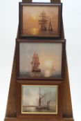 L Alexis, Sailing ship, oil on canvas, signed lower right, 13cm x 24cm,