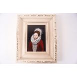 After Janssen, Portrait miniature of the Lady of the Dutch Court, oil on panel, initialled J V,