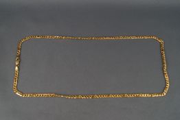 A yellow metal curb/figaro chain, trigger clasp, 510mm. Stamped 585 for 14ct gold. 16.