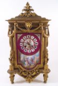 A 19th century French gilt metal and porcelain mantel clock,