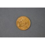 A 22ct yellow gold half sovereign loose coin. Dated 1912. 4.