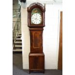 A mid-19th century eight day mahogany long case clock by J Atkinson, Newcastle-upon-Tyne, the 12.