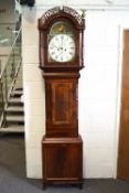 A mid-19th century eight day mahogany long case clock by J Atkinson, Newcastle-upon-Tyne, the 12.
