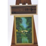 George Deakins, Bridge within wooded landscape, oil on board, signed and dated '78 lower left,