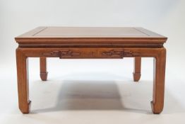 A 20th century square Chinese hardwood coffee table,