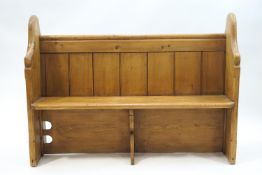 A pine Church pew with panel back,