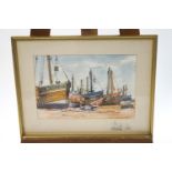 Frank Shipsides (1908-2005), FIshing Boats Ashore, watercolour, signed lower right and dated 1980,