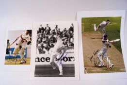 A collection of signed Cricket photographs, 10 x 8 and smaller, including McGarth, Willey (3),