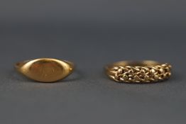 A selection of two yellow gold dress rings to include a hallmarked 9ct gold keeper ring Size M 1/2