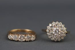 A selection of two hallmarked 9ct gold cubic zirconia dress rings. Size P&Q. Gross weight: 5.