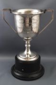 A silver Glastonbury Christmas Fat Stock Show two handled trophy cup, dated 1956, 18cm high,