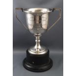 A silver Glastonbury Christmas Fat Stock Show two handled trophy cup, dated 1956, 18cm high,