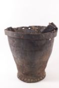 A 19th century leather fireman's bucket,