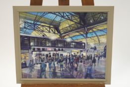 E P Hood (Liz Hood), 'London Victoria', oil on board, signed lower right,