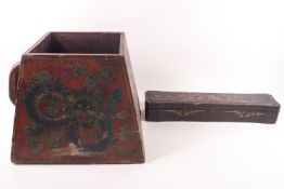 A Chinese painted wooden rice container, decorated with dragons, 24.