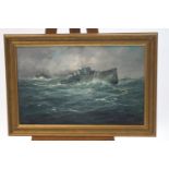 Richard Willis (British, 20th century), HMS Skate and HMS Icarus, oil on board, signed lower right,