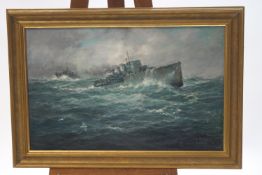 Richard Willis (British, 20th century), HMS Skate and HMS Icarus, oil on board, signed lower right,
