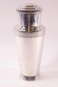 A 1930's Mappin & Webb silver plated cocktail shaker by Keith Murray,