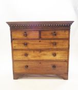 A Victorian mahogany chest of two short over three long drawers,