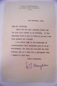 Somerset Maughan, typed letter,