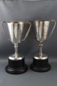Two silver Art Deco style Glastonbury Christmas Fatstock Show and Sale cups, dated 1962 and 1963,