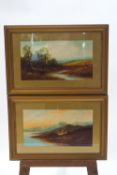 English School, 19th century, River landscapes, a pair, oil on board,