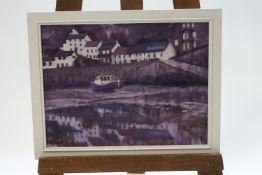 Liz Hood, 'Lynmouth, Evening', oil on board, signed lower left, 33.