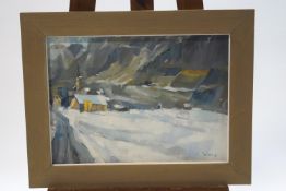 Sheila Mulvaney, Alpine scene, oil on board, signed lower right, 35cm x 48.