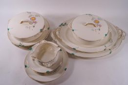 A Grays Pottery Susie Cooper part dinner service, painted with flowers,