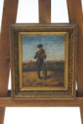 Continental School, 19th century, Figure of Soldier with his rifle, oil on board,