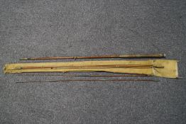 A Hardy 'Houghton Palakona' split cane four piece rod,