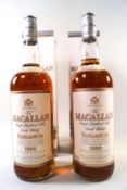 Two bottles of Macallan Elegancia, 1990, 40% proof, 1 litre,
