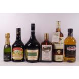 Six bottles of Drambuie, Cointreau, Irish Cream, Cherry Brandy,