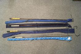 Three Daiwa carbon two piece fly rods and a further fly rod,