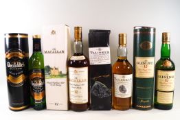 4 bottles of whisky comprising : 1 Talisker 10 year old (700ml, 45.